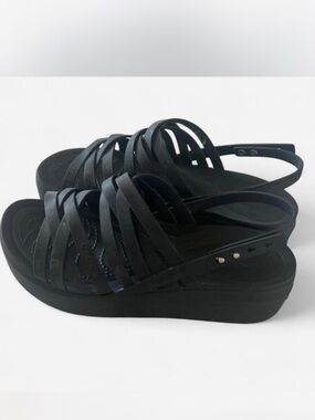 CROCS Black Women's Strappy Platform Sandals
